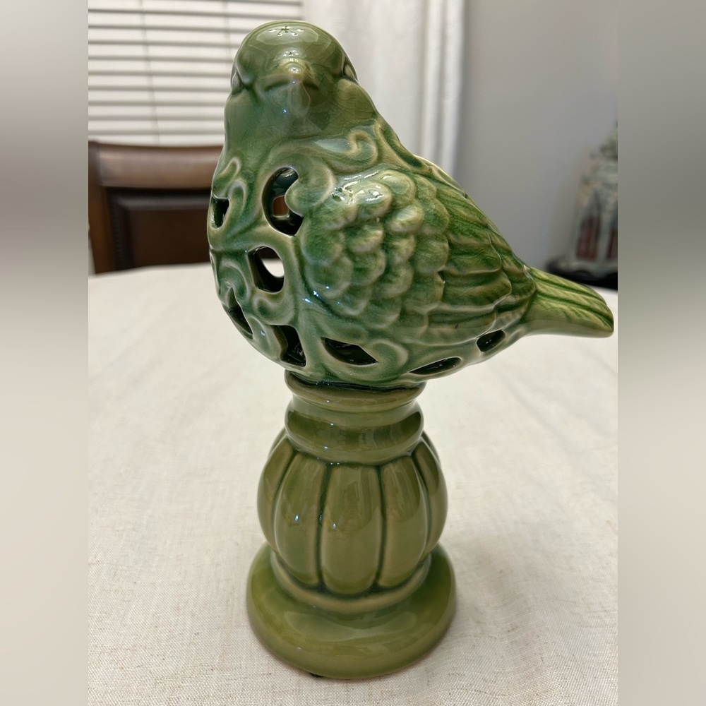 Green Ceramic Bird Figurine